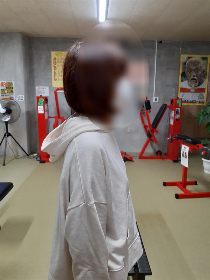 トレーニング後。首の位置が戻っている
